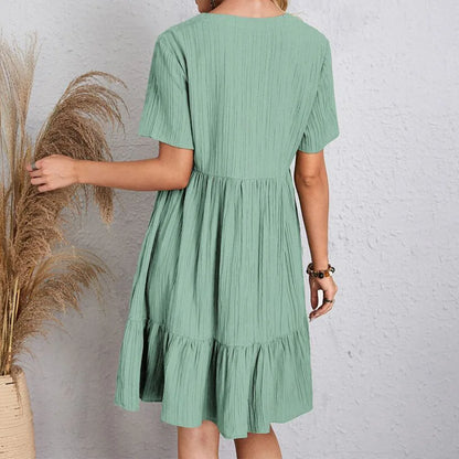 Luchtige Mini Zomerjurk met V-Hals – Tessa