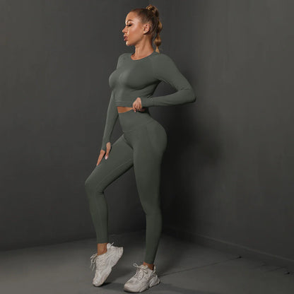 Naadloos Sportset voor Dames met Crop Top en Legging – Revina