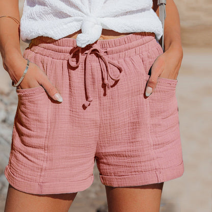 Katoenen dames shorts met elastische tailleband – Aurora