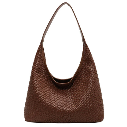 Gevlochten vegan tote bag met pouch voor dames – Alvaya