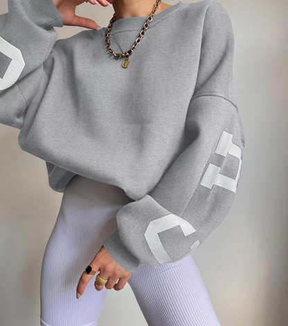 Oversized sweatshirt met varsity details en zachte stof – Maelyn