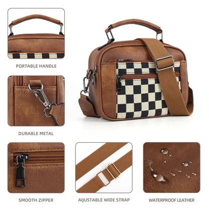 Canvas crossbody tas met schaakprint voor dames – Lureva