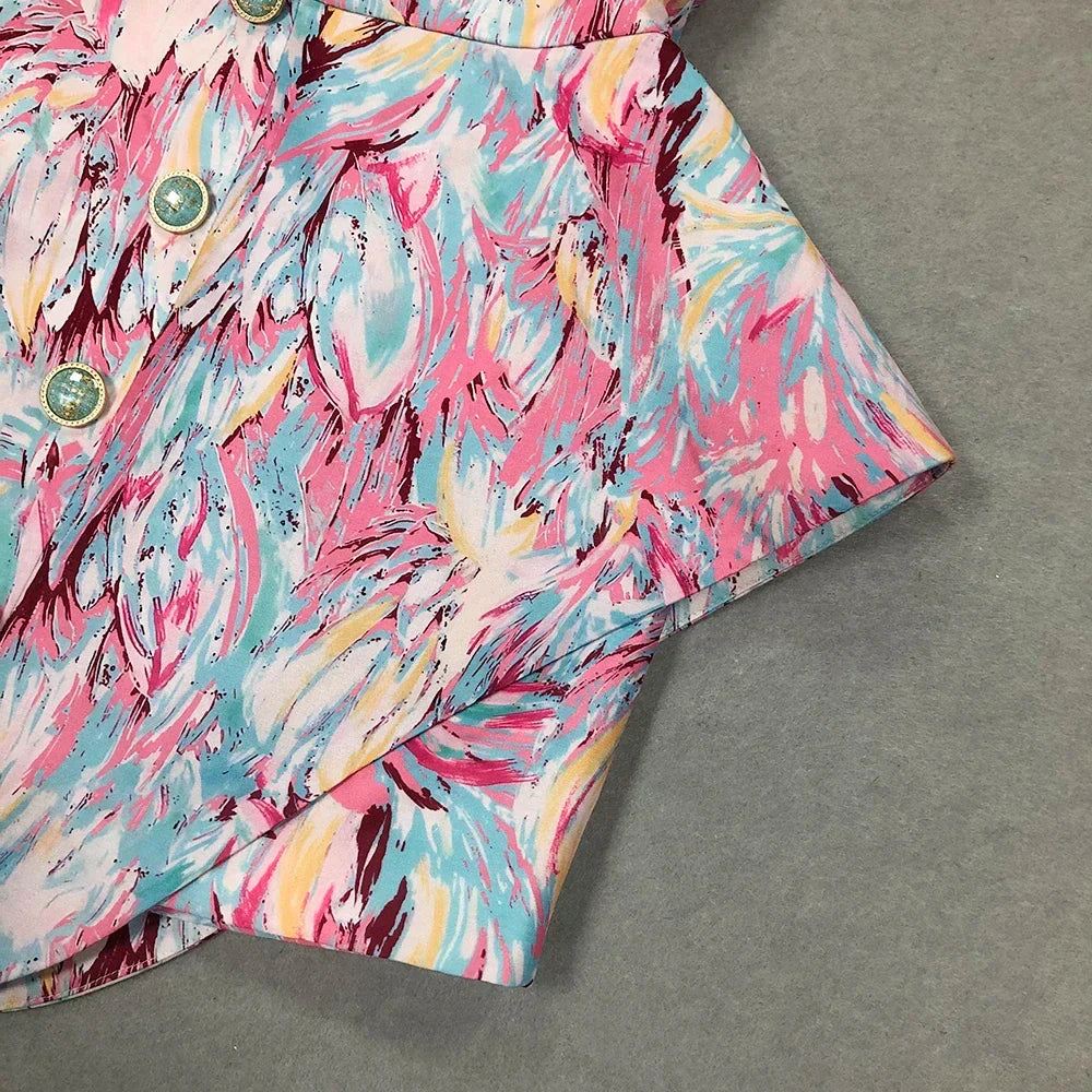 Strapless mini jurk met print en sculptuurvorm – Kyra