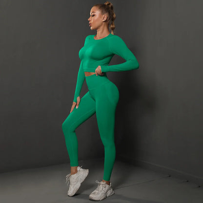 Naadloos Sportset voor Dames met Crop Top en Legging – Revina