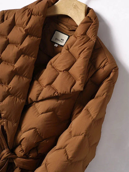 Gewatteerde Winterjas met Riem voor Elegantie en Warmte – Emma