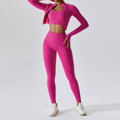 Naadloos Sportset voor Dames met Zip Top en High Waist Legging – Aerexa
