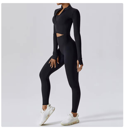 Naadloos Sportset voor Dames met Zip Top en High Waist Legging – Aerexa