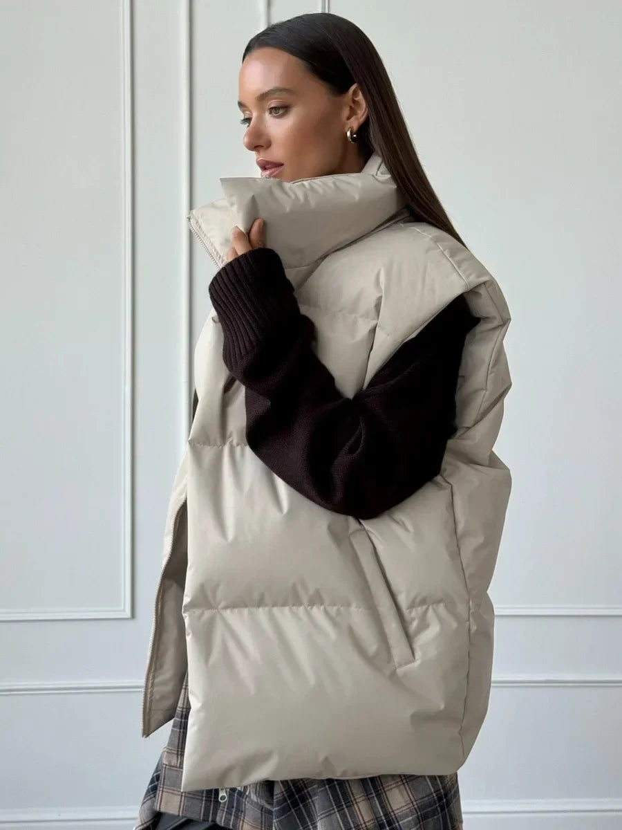 Losse katoenen puffer bodywarmer voor dames – Anouk