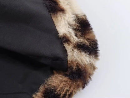 Luipaardprint Faux Fur Damesjas met Lange Snit – Selene