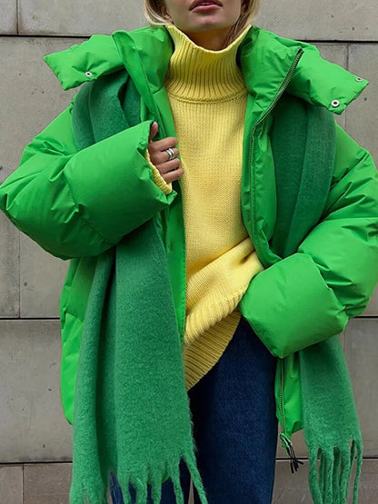 Elegante puffy winterjas met waterafstotend materiaal – Aura