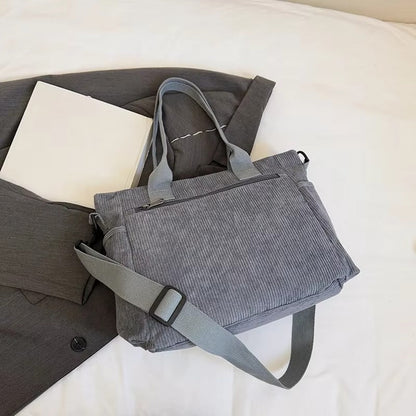 Corduroy tote bag met laptopvak voor dames – Rovena