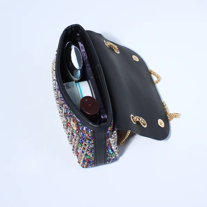 Strass avondtas met gouden ketting voor dames – Nirelle