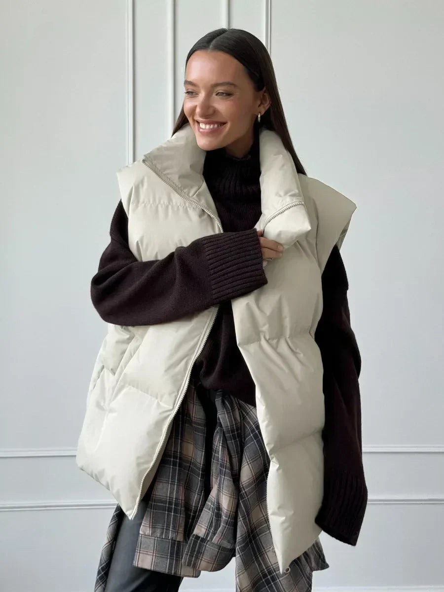 Losse katoenen puffer bodywarmer voor dames – Anouk