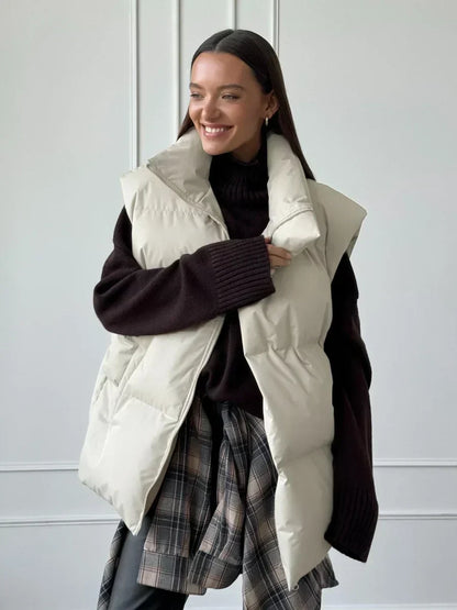 Losse katoenen puffer bodywarmer voor dames – Anouk