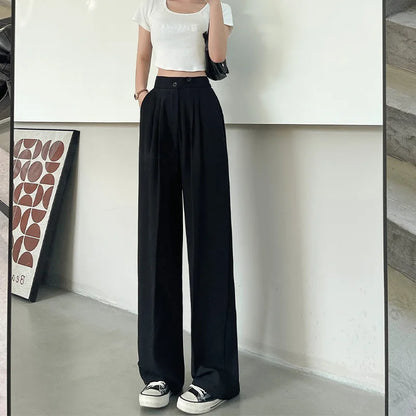 Dames linnen broek hoge taille wijde pijpen – Olverra