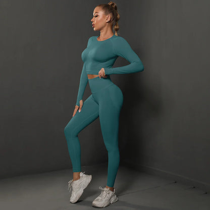 Naadloos Sportset voor Dames met Crop Top en Legging – Revina