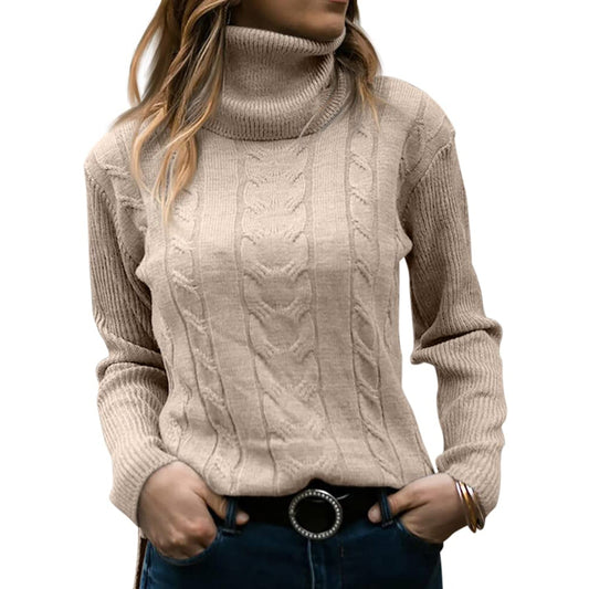 Zachte dames coltrui met luxe breiwerk – Olivia