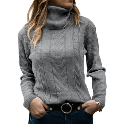 Zachte dames coltrui met luxe breiwerk – Olivia