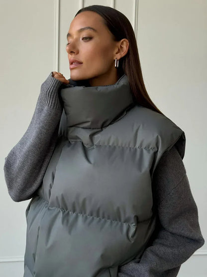 Losse katoenen puffer bodywarmer voor dames – Anouk