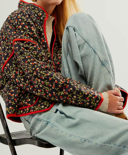 Gewatteerde oversized jas met print voor dames – Elif