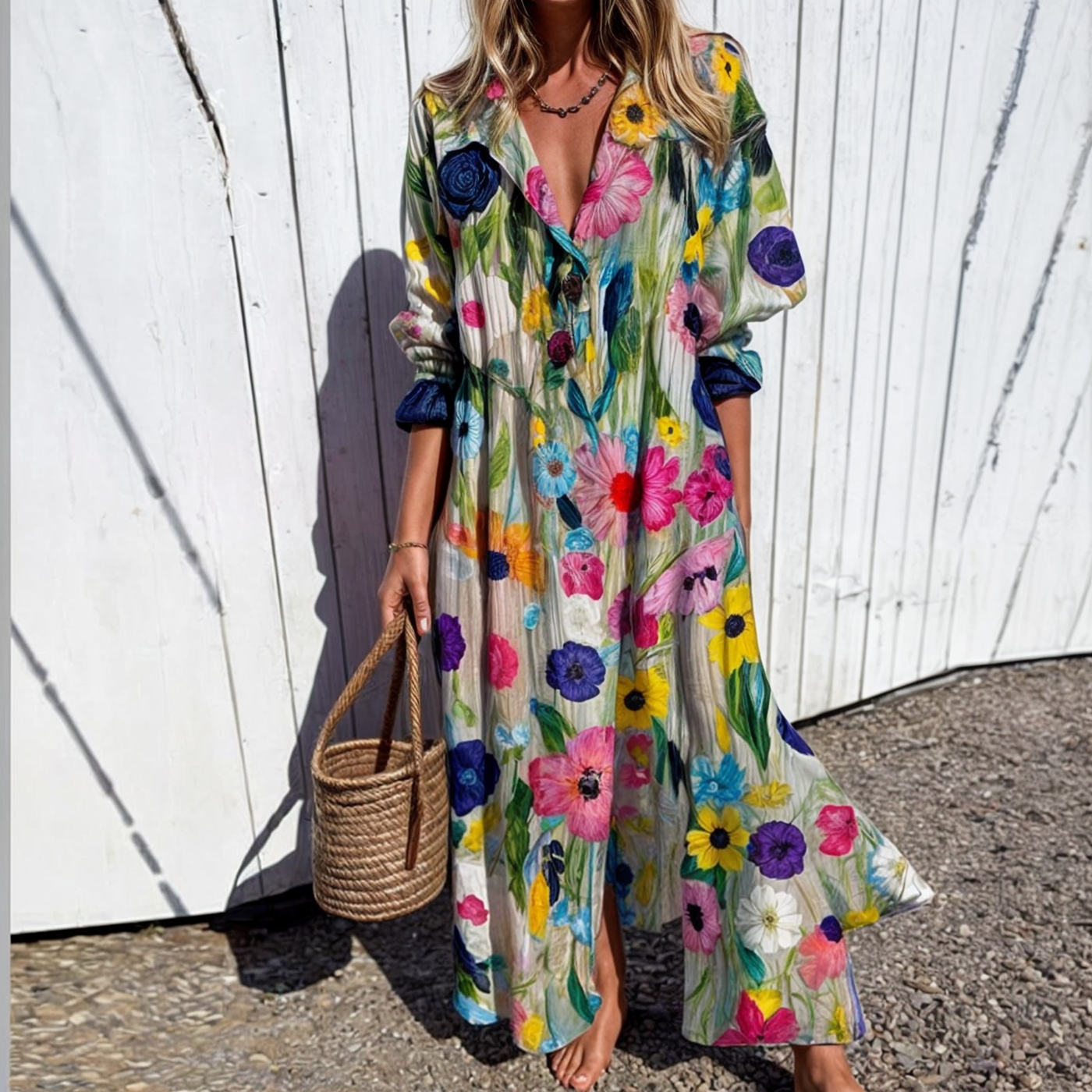 Boho zomerjurk met kant en elastische taille – Odessa