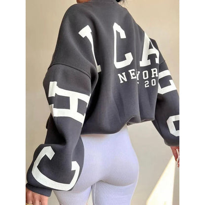 Oversized sweatshirt met varsity details en zachte stof – Maelyn
