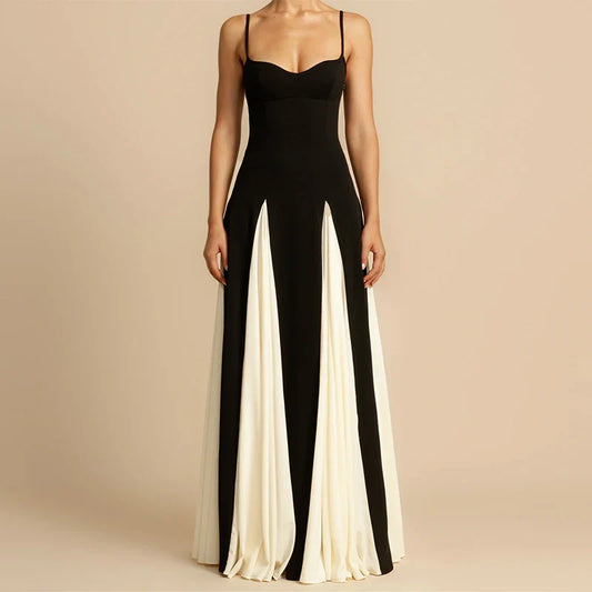 Maxi A-lijn feestjurk met contrastdetails dames – Lyra