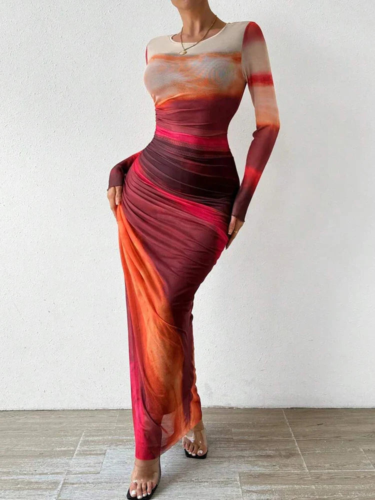 Maxi-jurk met kleurovergang en elegante pasvorm – Sofia