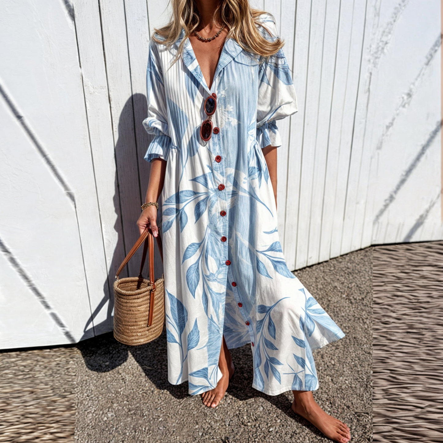 Boho zomerjurk met kant en elastische taille – Odessa