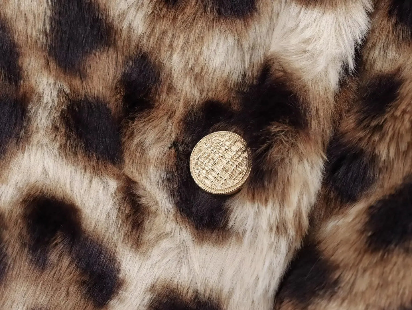 Luipaardprint Faux Fur Damesjas met Lange Snit – Selene