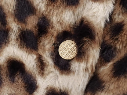 Luipaardprint Faux Fur Damesjas met Lange Snit – Selene