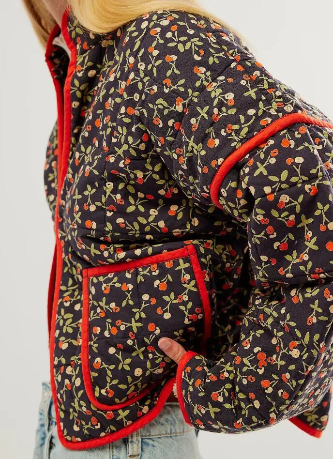 Gewatteerde oversized jas met print voor dames – Elif