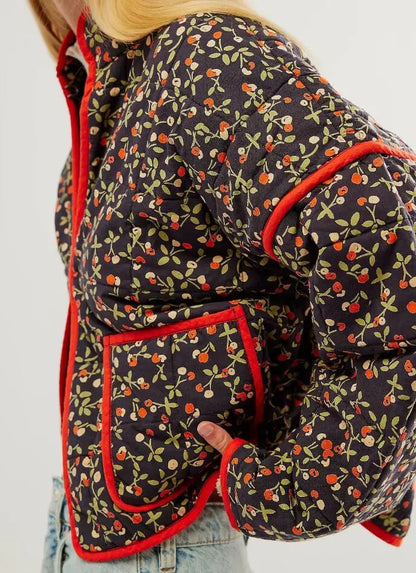 Gewatteerde oversized jas met print voor dames – Elif