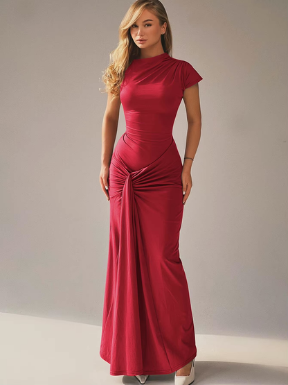 Maxi avondjurk met lace-up rug en elegante snit – Amoura