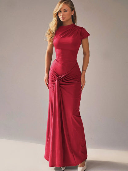 Maxi avondjurk met lace-up rug en elegante snit – Amoura
