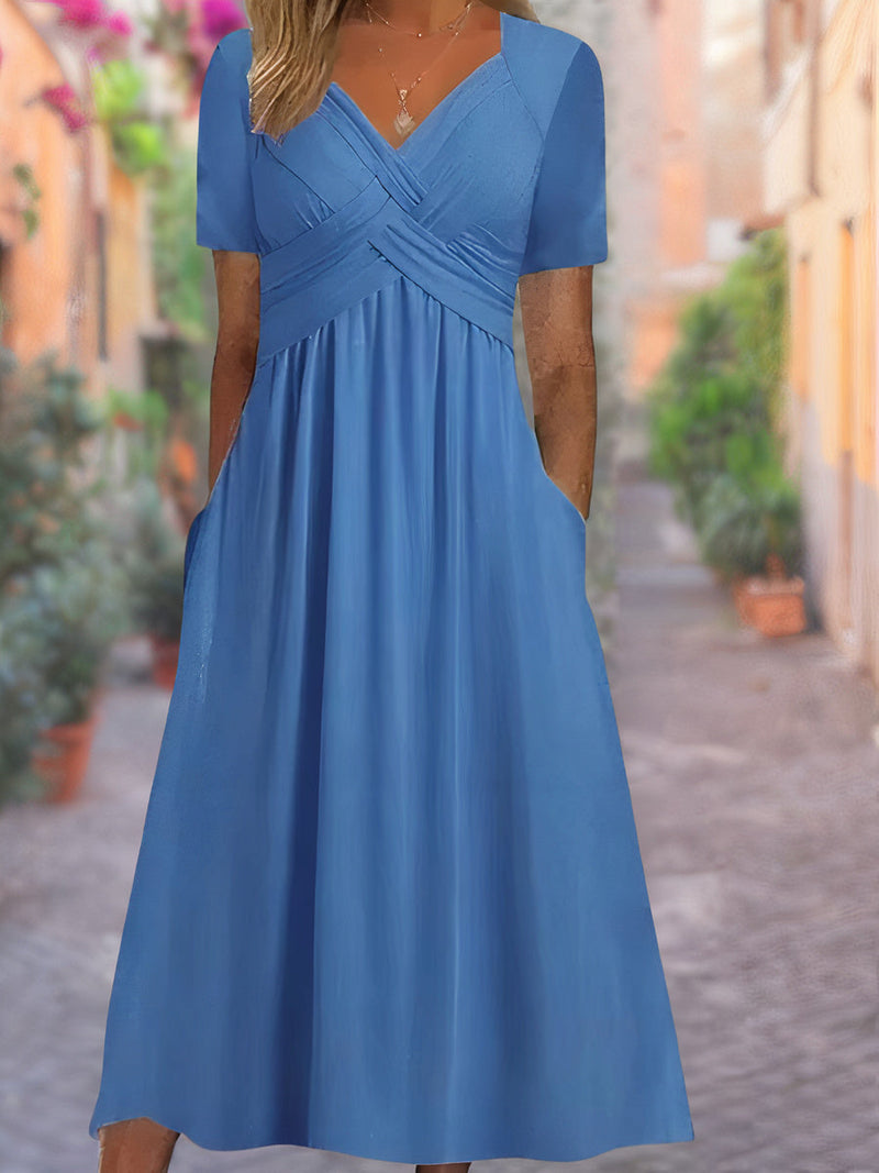 Dames V-hals Zomerjurk Ademend Comfort Elegant – Elina