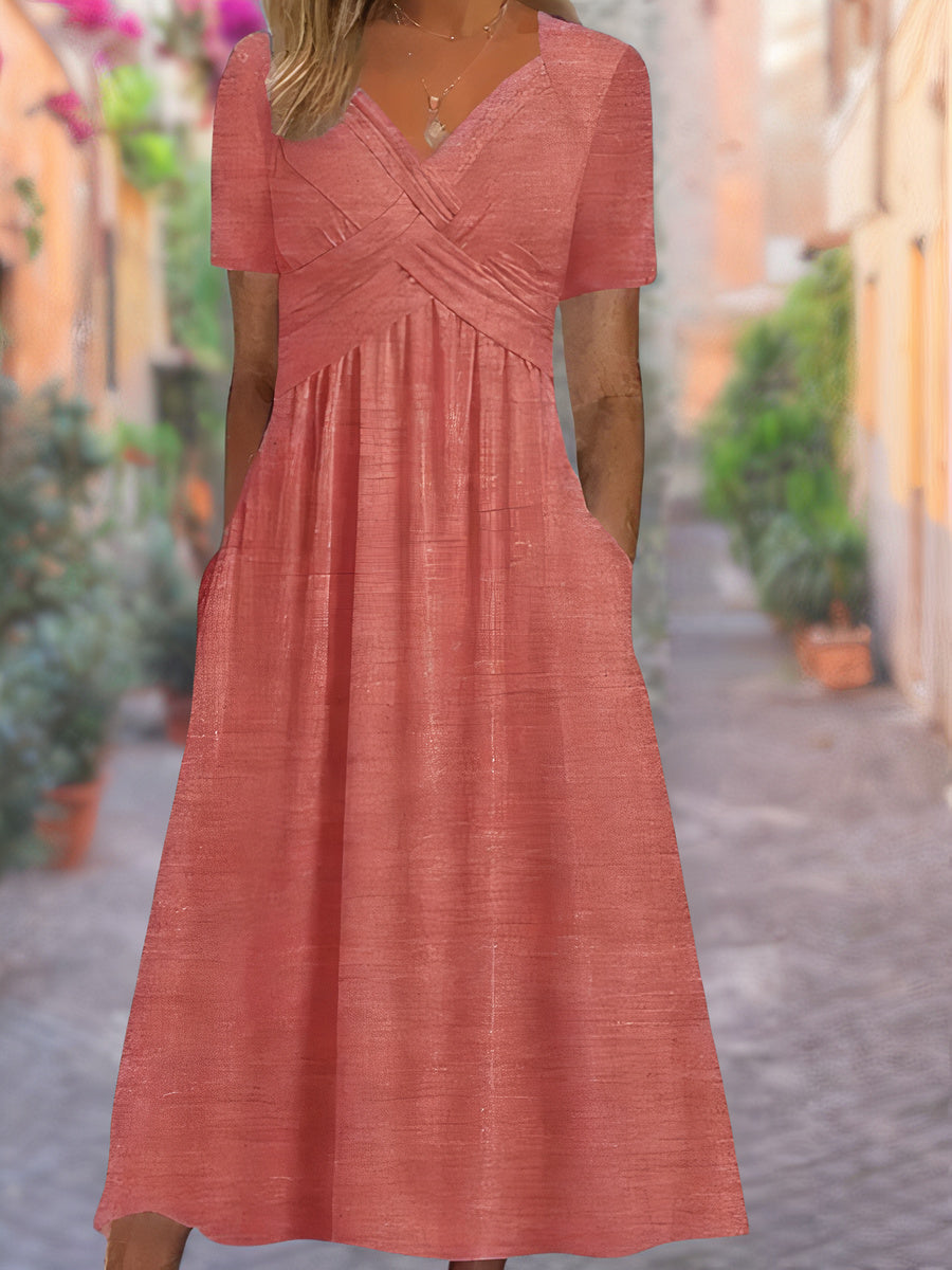 Dames V-hals Zomerjurk Ademend Comfort Elegant – Elina