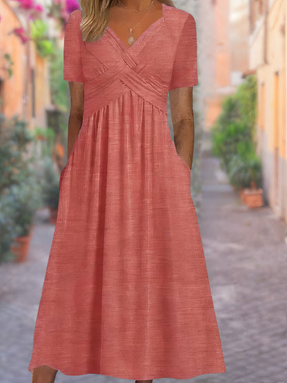 Dames V-hals Zomerjurk Ademend Comfort Elegant – Elina