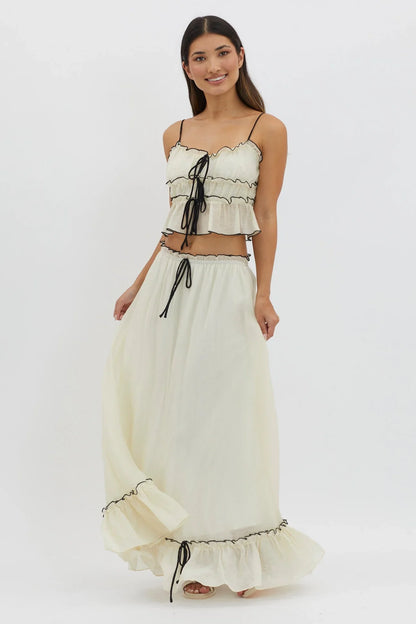 Tweedelige zomer set maxi rok en crop top – Amaya