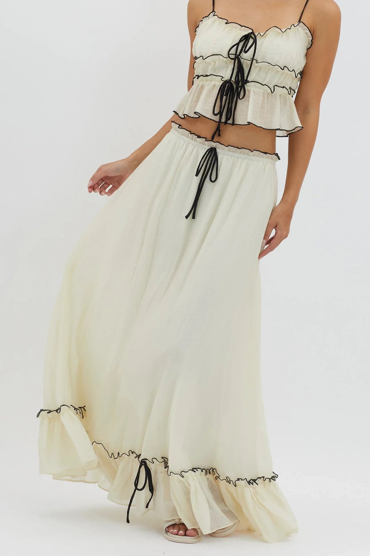 Tweedelige zomer set maxi rok en crop top – Amaya