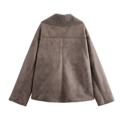 Suède Look Winterjas voor Dames met Fleece Voering – Marvella
