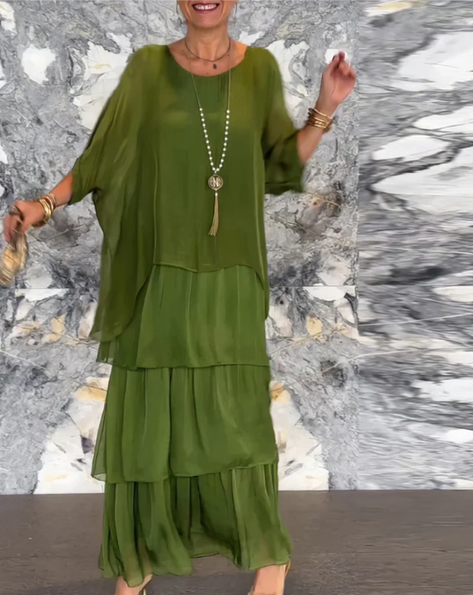 Maxi-jurk met ronde hals en elegante pasvorm – Ellla
