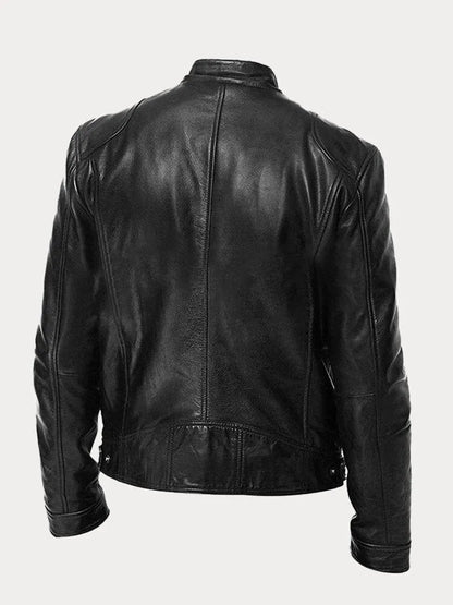 Minimalistisch heren leren winterjack met elegante pasvorm – Rovenso