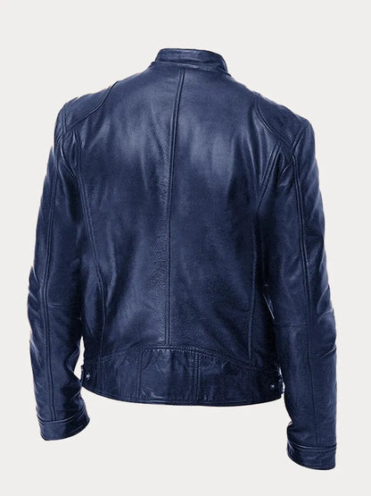 Minimalistisch heren leren winterjack met elegante pasvorm – Rovenso
