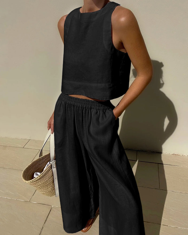 Tweedelige Dames Set Linnen Zomerlook Elegant – Seralyn