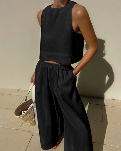 Tweedelige Dames Set Linnen Zomerlook Elegant – Seralyn