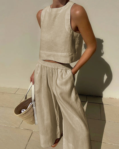 Tweedelige Dames Set Linnen Zomerlook Elegant – Seralyn