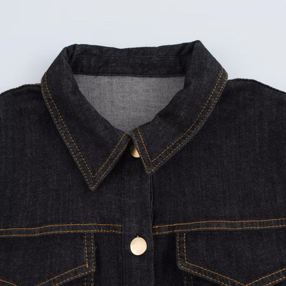 Denim overhemdjurk met knopen en kraag – Sylvie