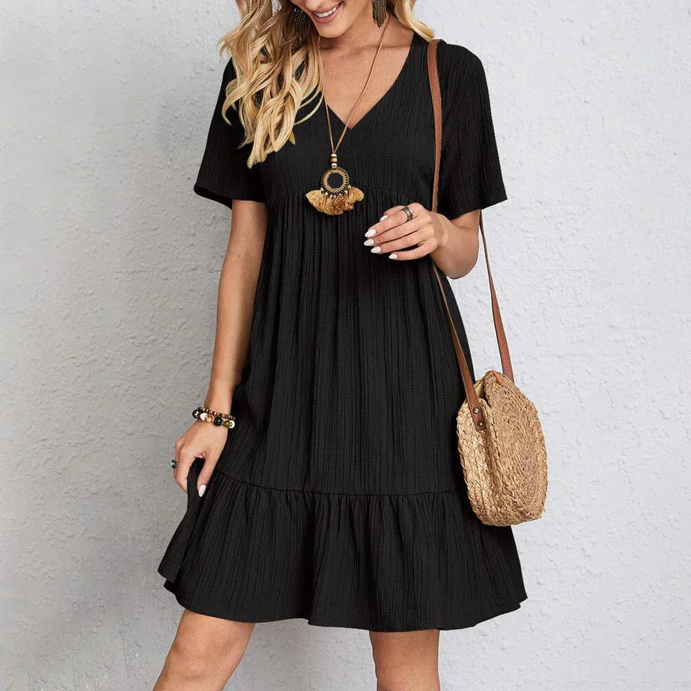 Luchtige Mini Zomerjurk met V-Hals – Tessa