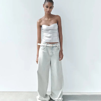 Strapless metallic feesttop voor dames – Celina